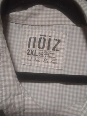 Noiz Beige and White Gingham Button-Up Shirt